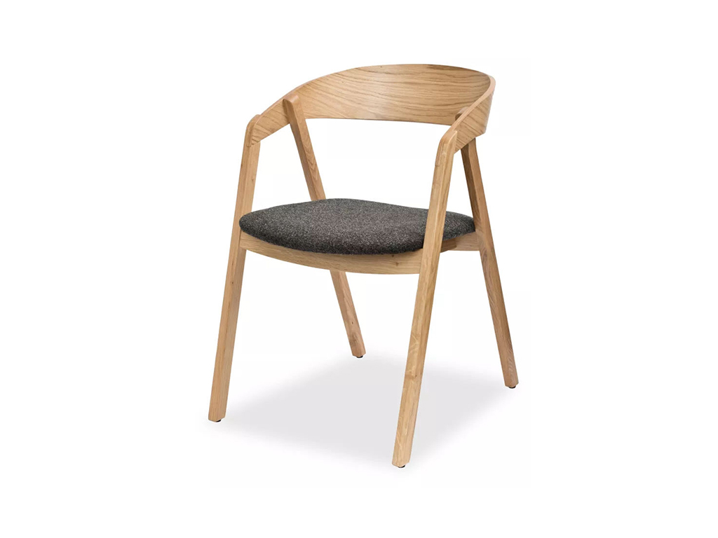 Designová židle z dubového masivu s tmavě šedým sedákem